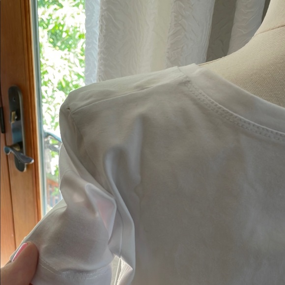 White T-Shirt Colorful Beaded 'COCO' NWOT Boutique Fashion top Small inspired - Picture 9 of 9